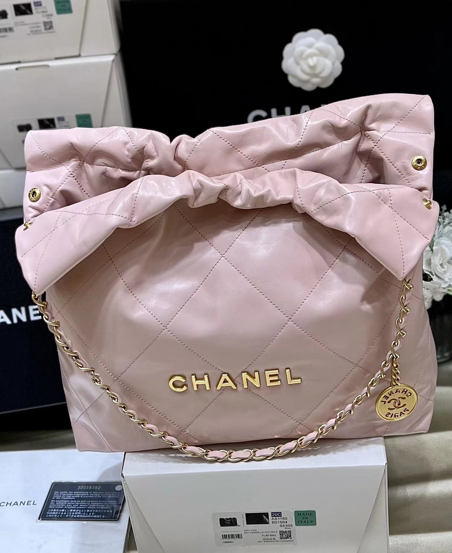小香家-2023春夏新款 22BAG 中號 淡粉色