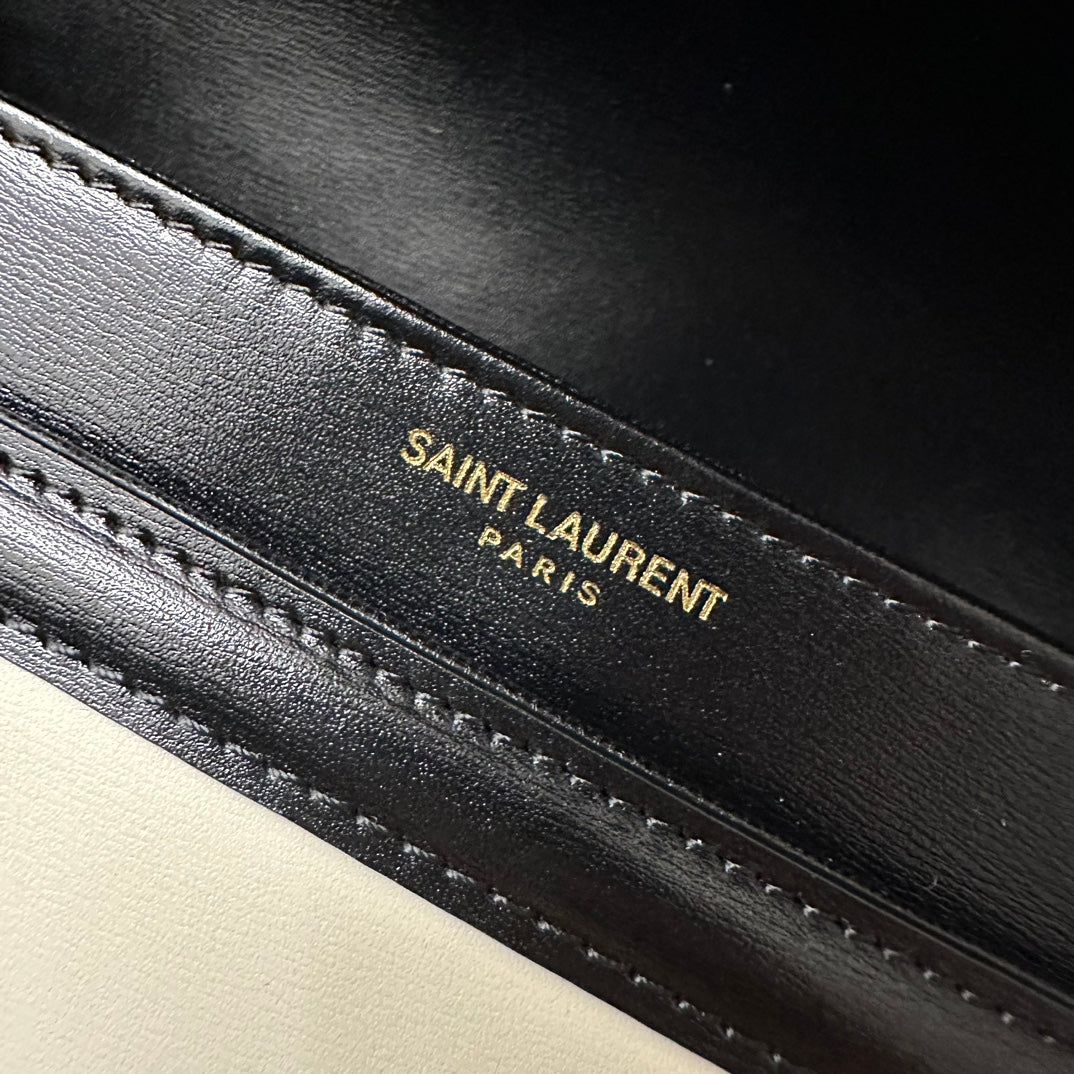 聖Y羅-BOX SAINT LAURENT 豆腐包 大號 黑拼白色
