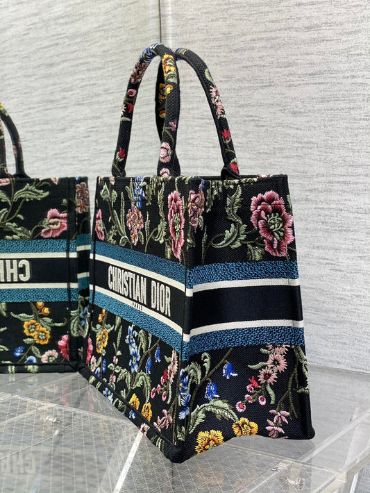 迪D家 Book Tote 刺繡字母黑色 中號36.5cm