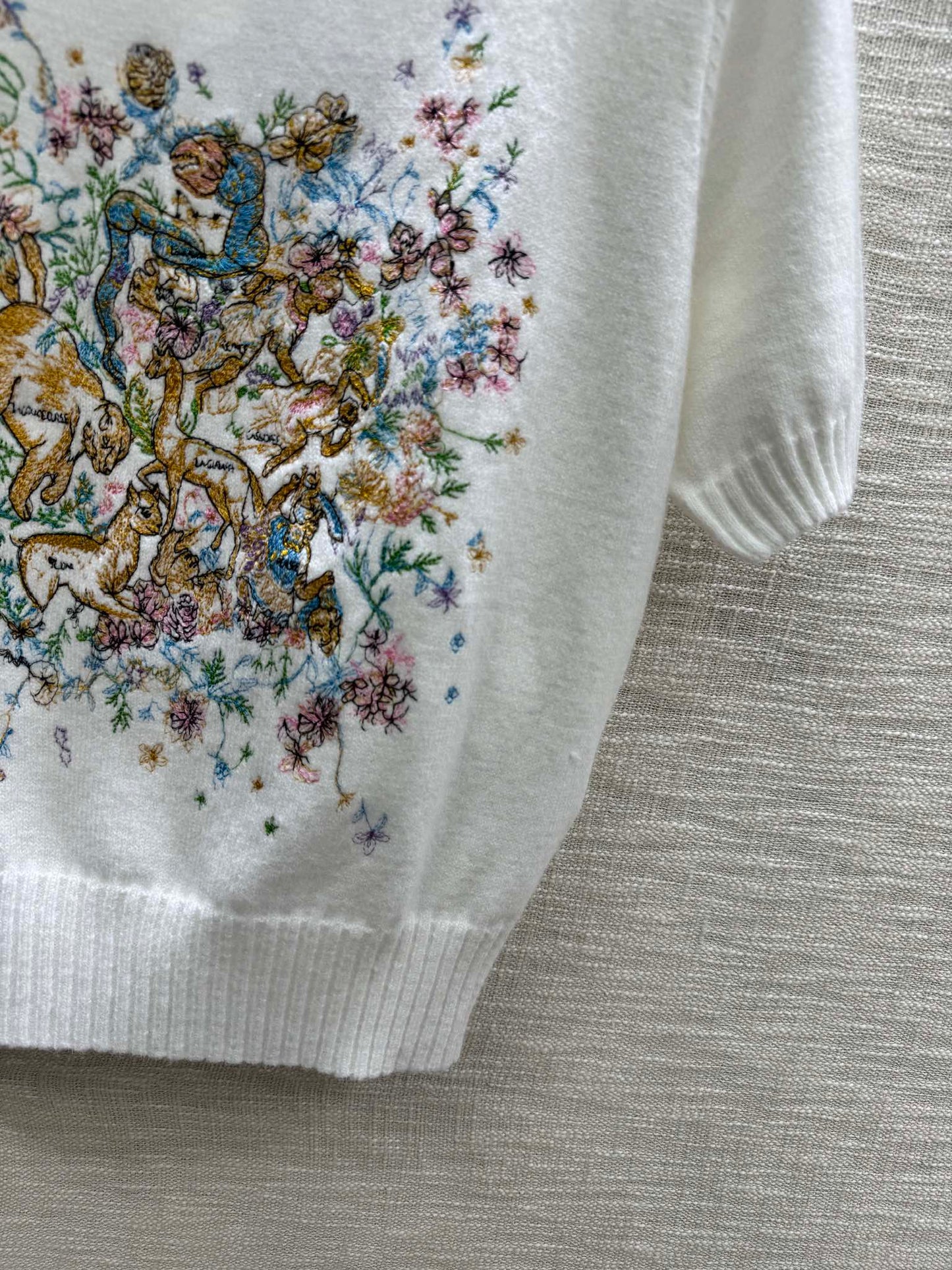 迪D家-2403 24早春最新系列重工刺繡針織短袖 白色