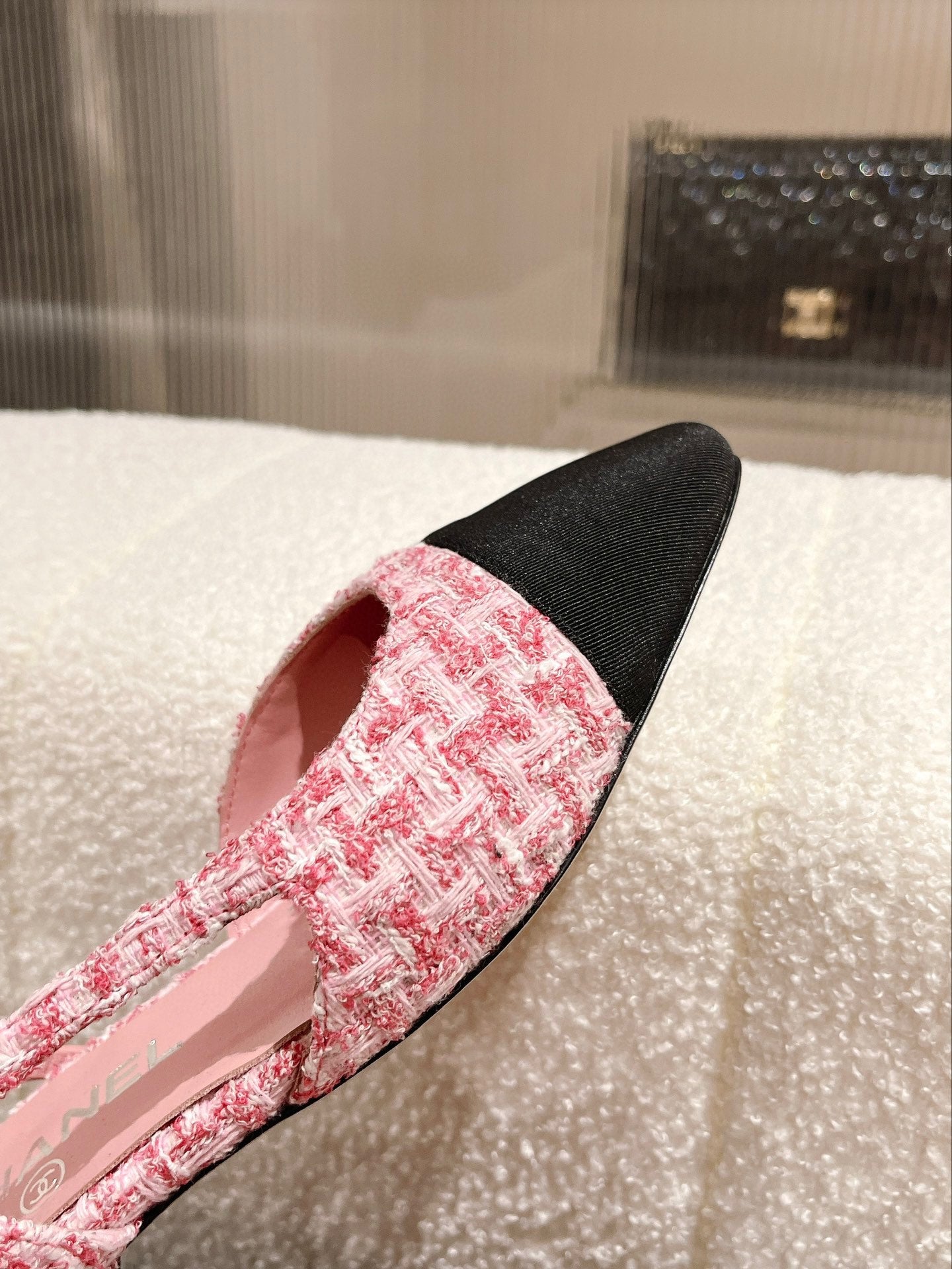 小香家-經典款 slingback 後空拼色平底涼鞋 粉色