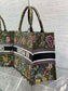 迪D家 Book Tote 刺繡字母軍綠花 中號36.5cm