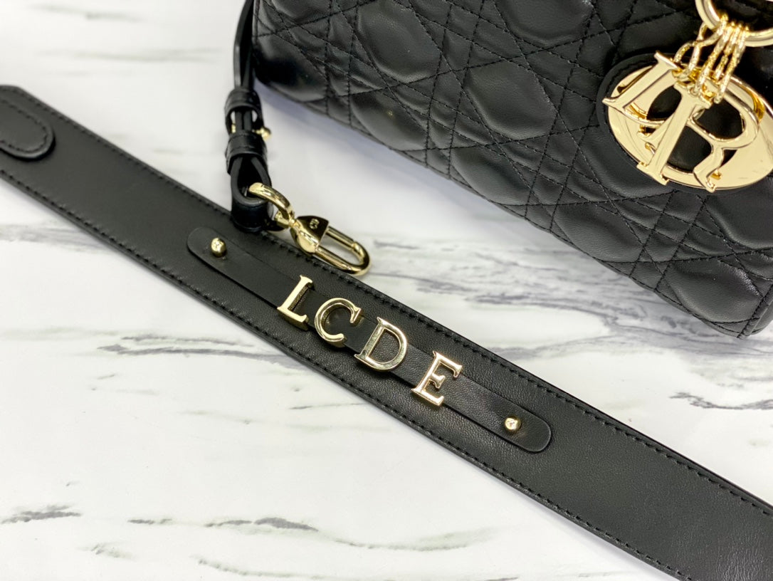 迪D家-Lady dior myABC 羊皮黑色金扣 小號