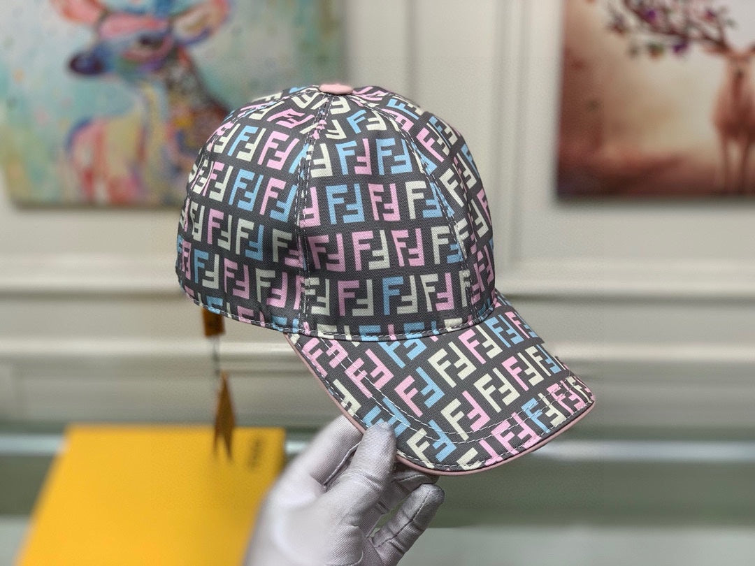 芬F家-雙F刺繡帆布棒球帽 藍色