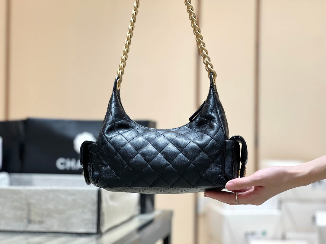 小香家-25C丹寧牛仔嬉皮包小號 黑色