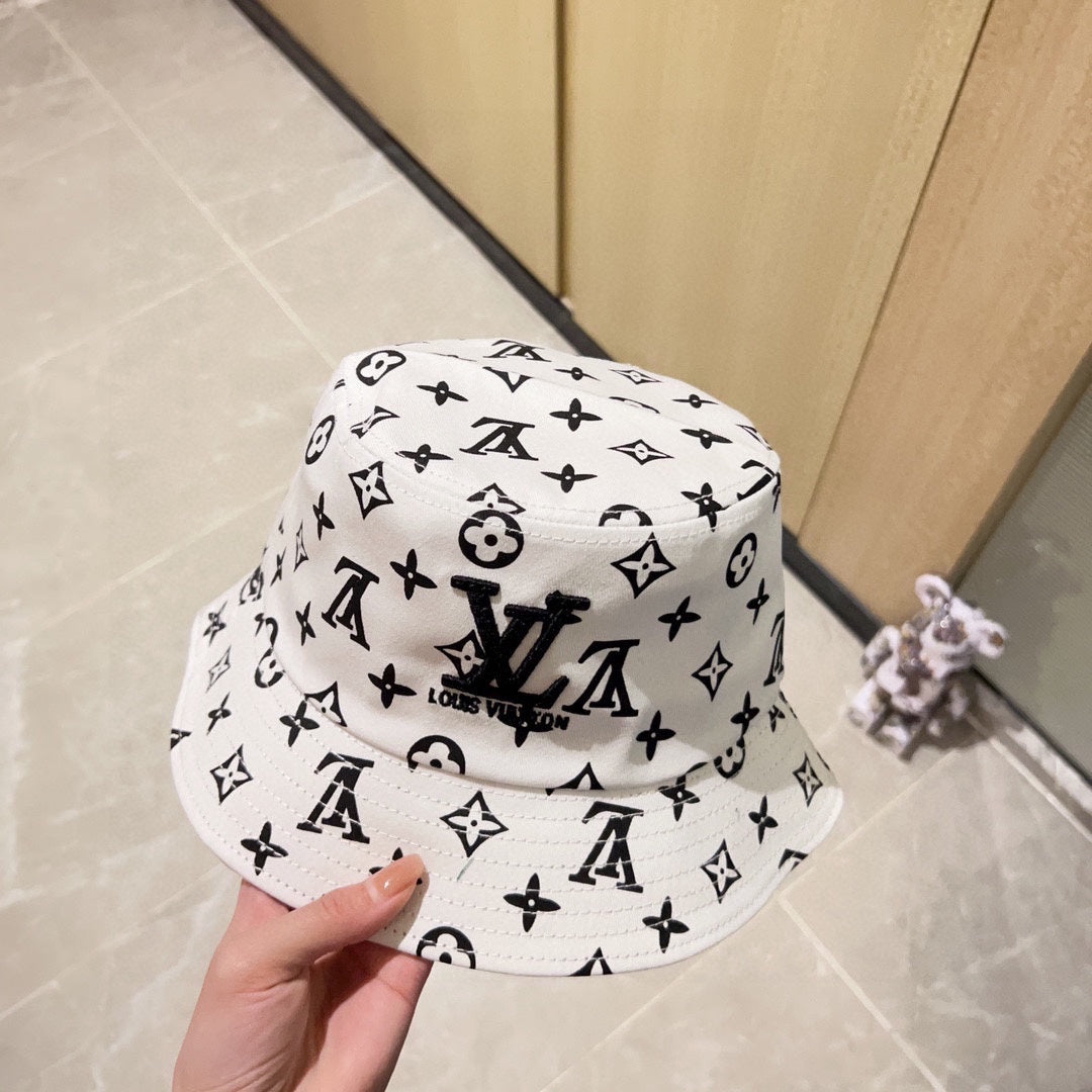 路L家-2023春夏新款 刺繡漁夫帽 白色