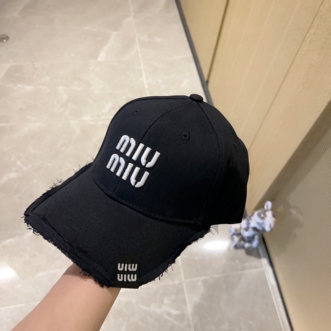 穆M家-2023新款刺繡刷破棒球帽 黑色