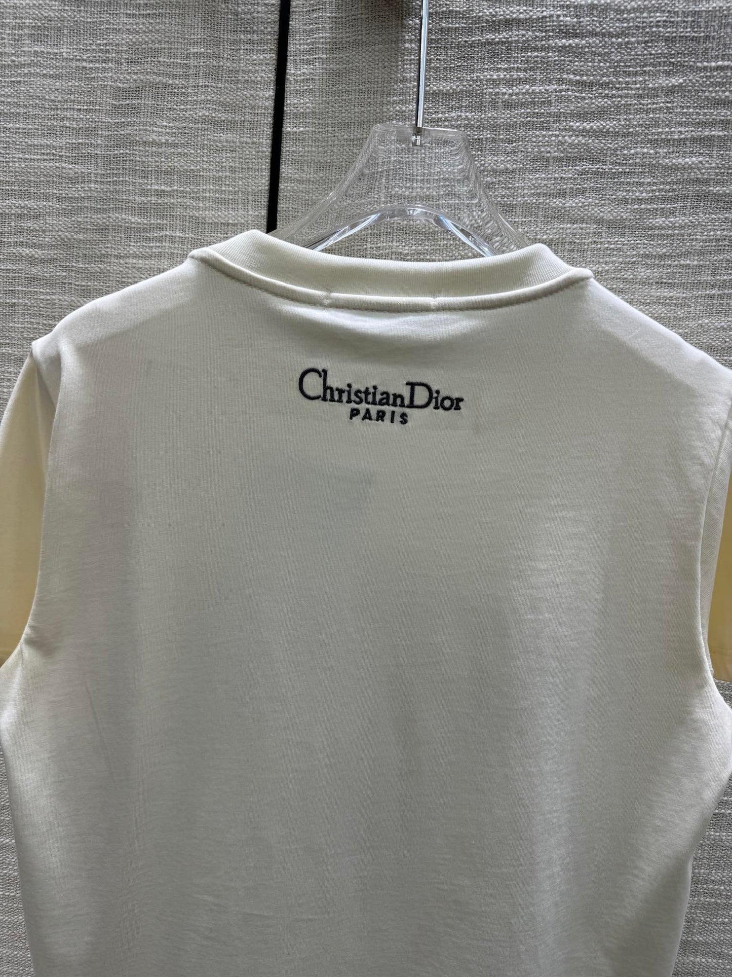 迪D家-2403 24早春最新撞色刺繡高訂百搭TEE 白色