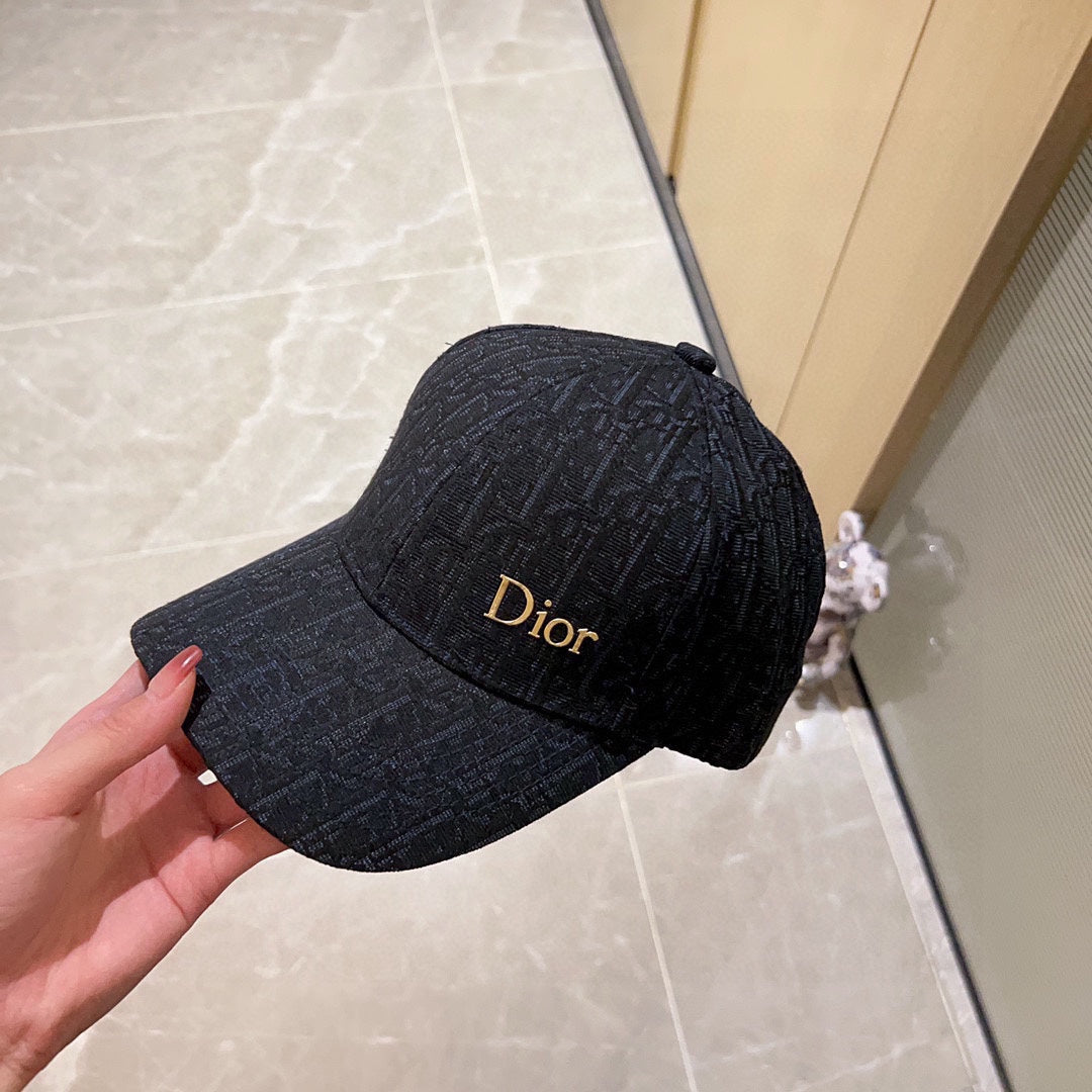 迪D家-新款經典老花刺繡棒球帽 黑色