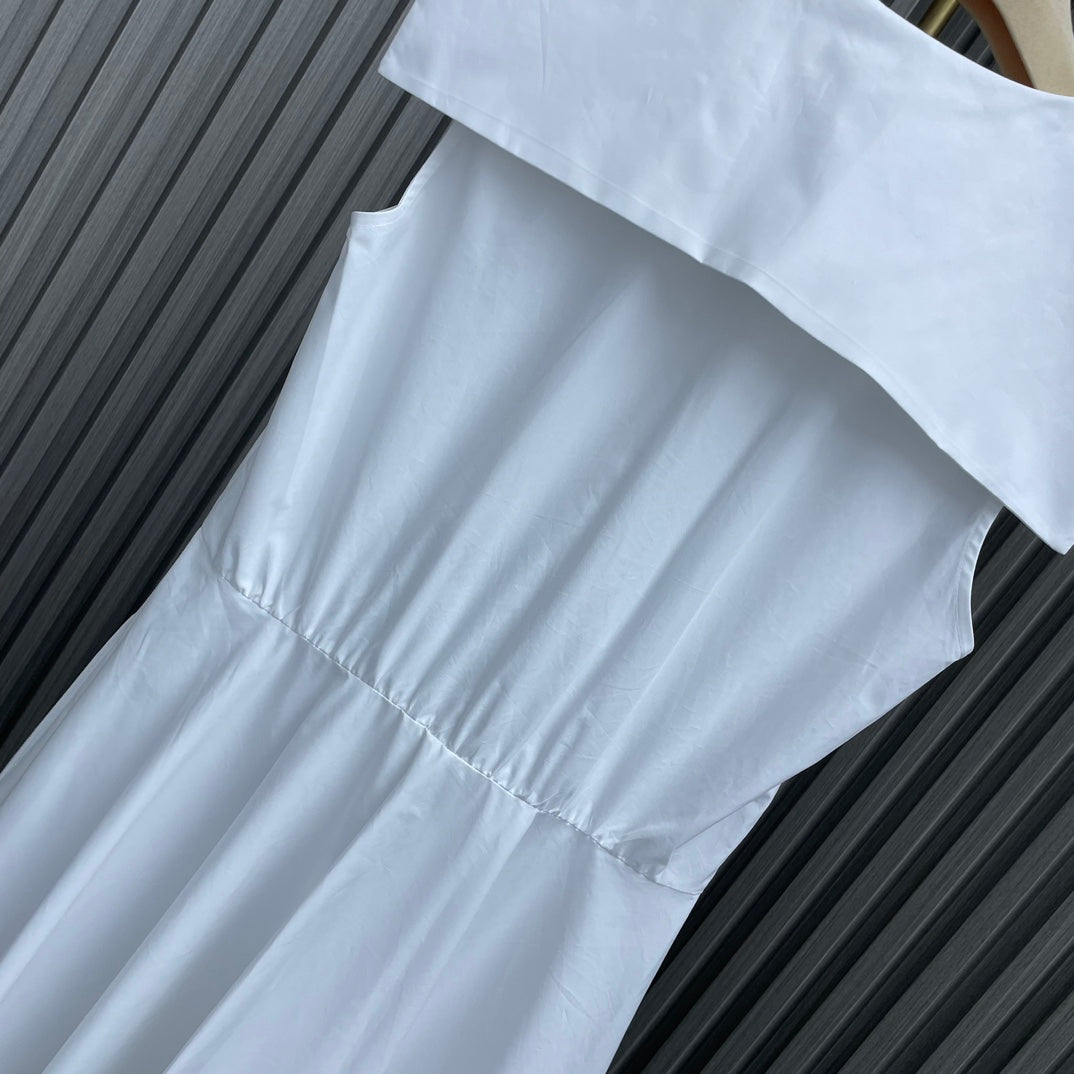 穆M家-2404 24新品上架海軍披肩背心長裙 淺藍