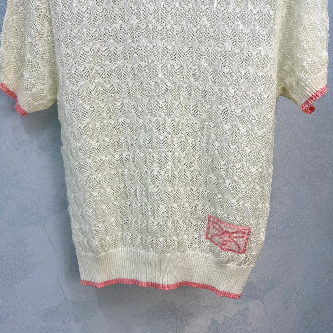 小香家-2404 24夏季新款 logo刺繡短袖圓領針織衫上衣