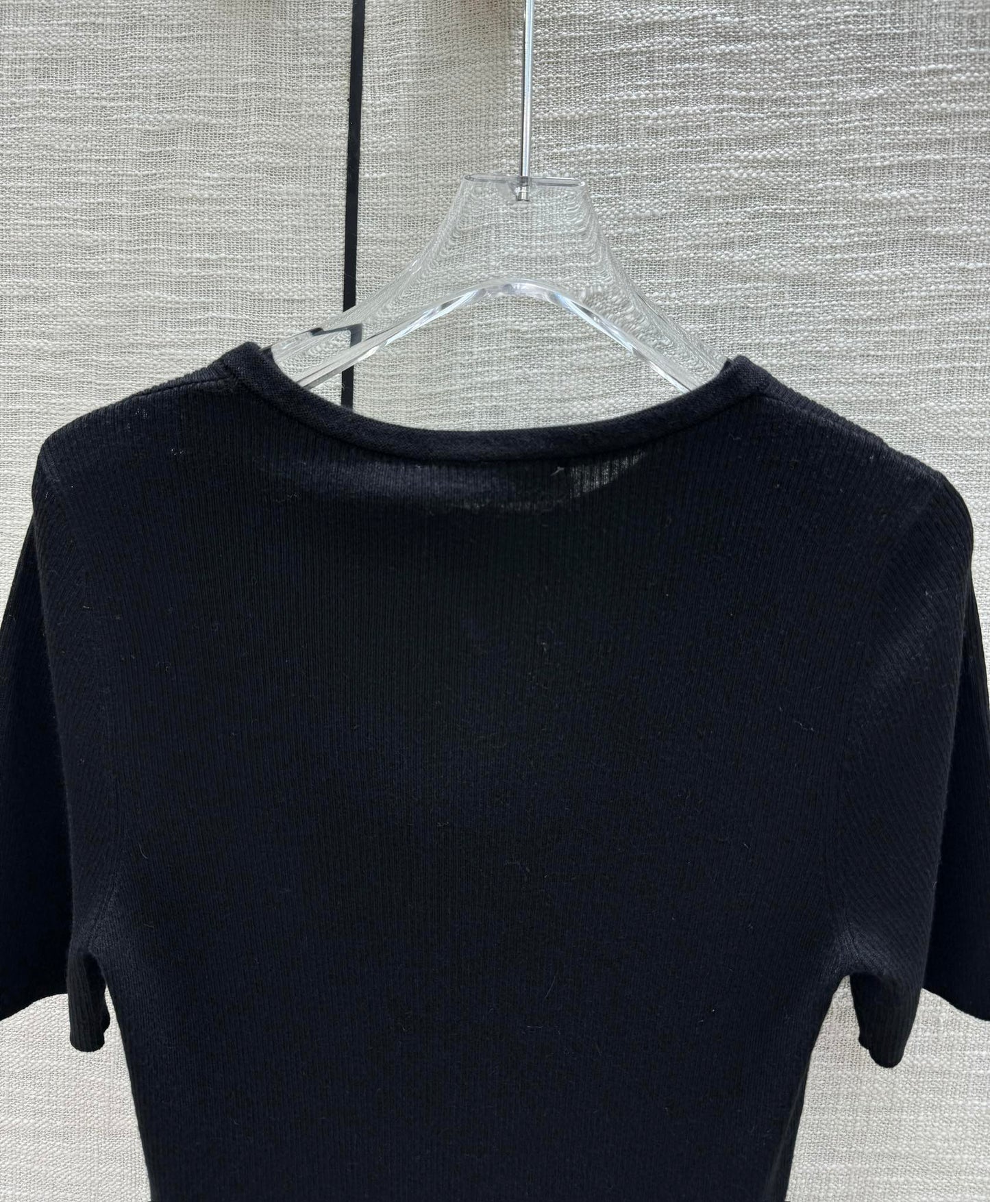 迪D家-2403 24春夏最新刺繡CD字母針織短袖 黑色