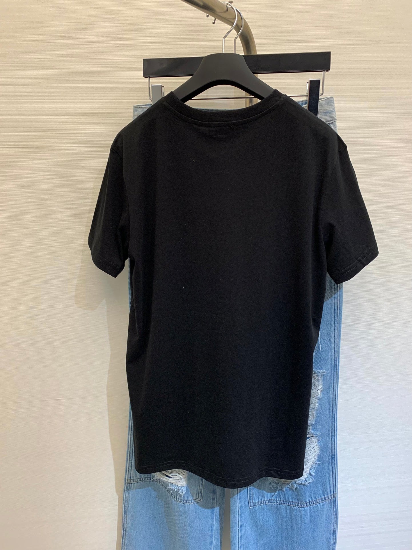 小香家-2404 春夏新款中古風毛巾繡方塊短袖 黑色