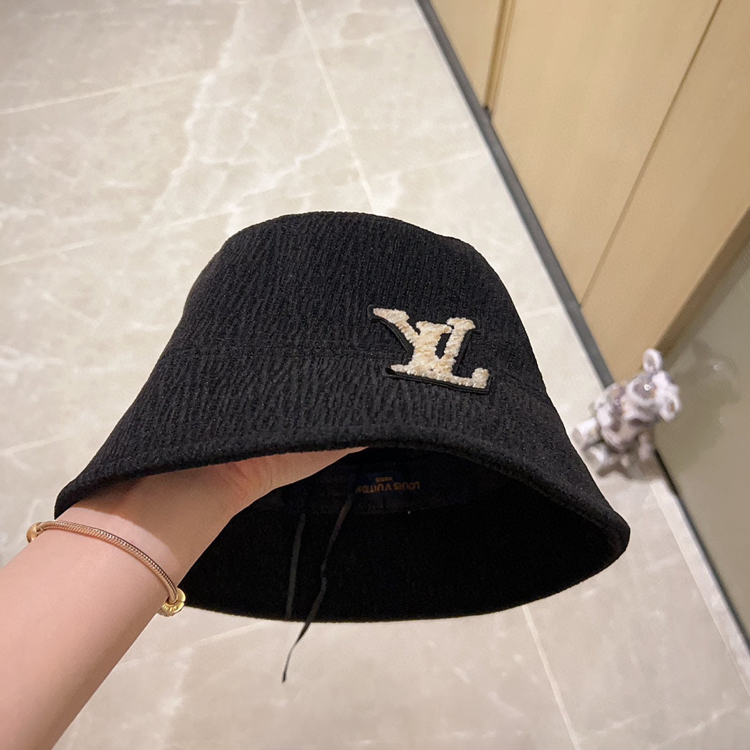 路L家-2023新款燈芯絨小桶漁夫帽 黑色