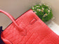 小愛款-Birkin 25 美洲方塊鱷魚 A5 Mat croco handle 杜鵑紅 金扣