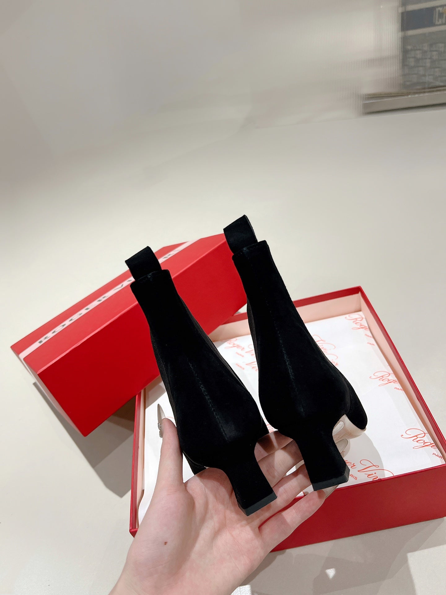 R方扣頭-2024皮革靴4.5cm 黑色