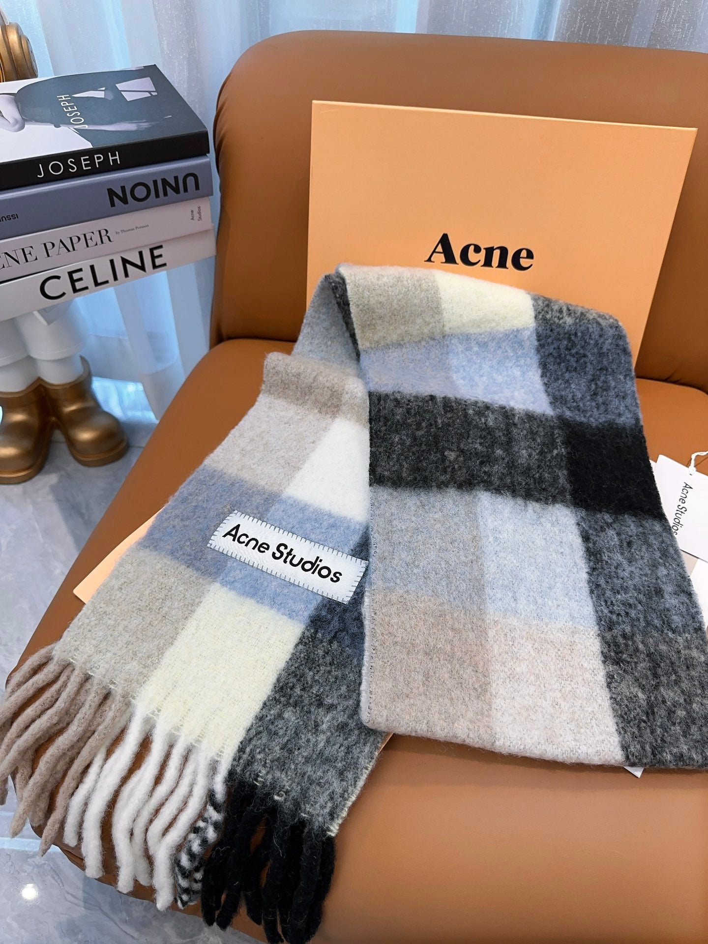 ACNE-2024彩虹圍巾 28*250 灰