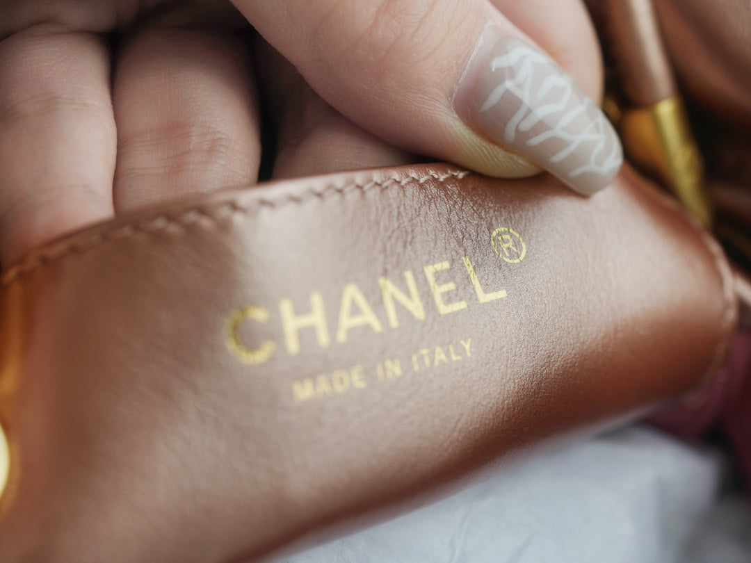 小香家-新款 Chanel 22號手袋 玫瑰金 鑲金背帶 雙鍊條