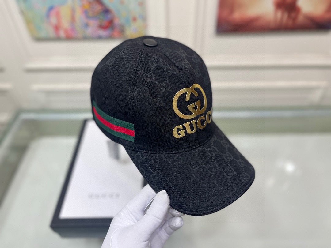 古G家-燙金雙G棒球帽 黑色