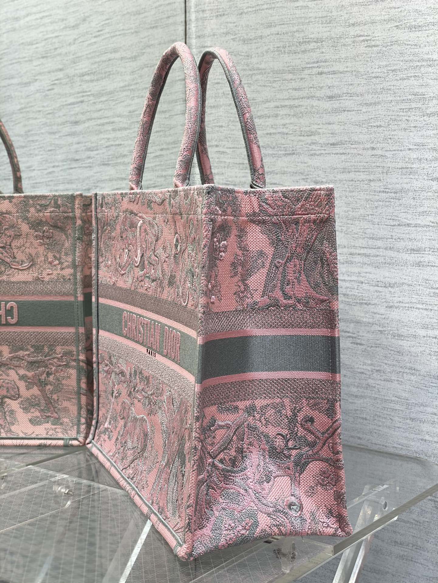 迪D家-Book Tote 2023春夏系列 動物園茹伊灰粉 大號