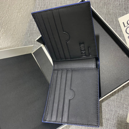 羅L威-Brand bifold wallet系列男士對折短夾 藍色