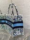 迪D家-Book Tote 2023春夏系列 浪漫花刺繡藍色 中號