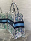 迪D家-Book Tote 2023春夏系列 浪漫花刺繡藍色 大號