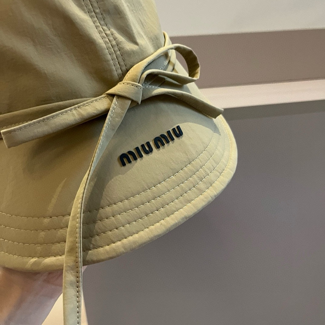 穆M家-新款蝴蝶結遮陽帽 卡其色