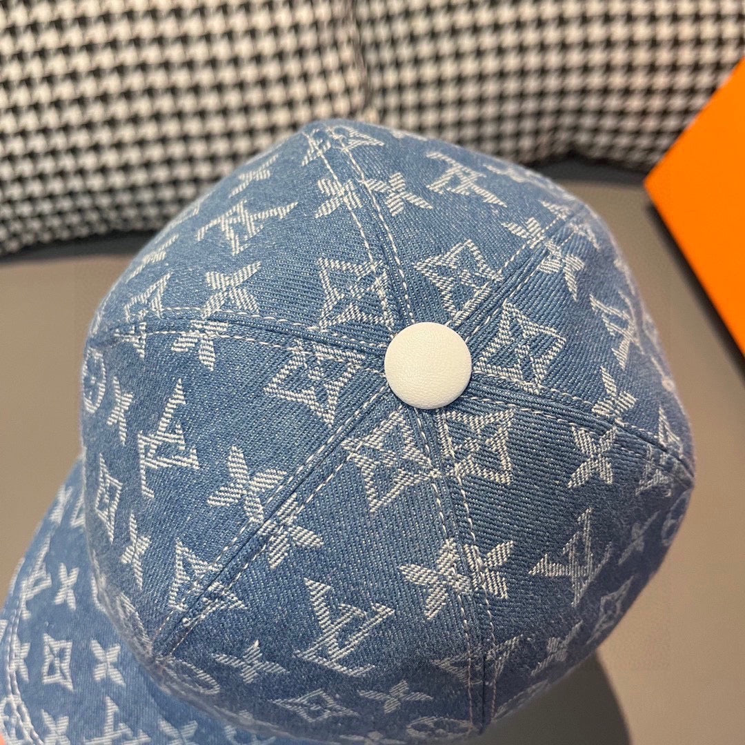 路L家-新款 老花牛仔鴨舌帽 淺藍色