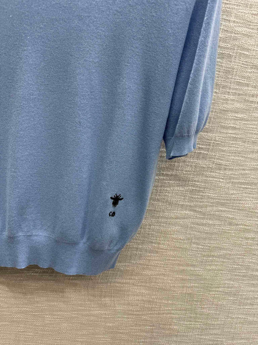 迪D家-2403 24早春最新系列純色系針織短袖 藍色