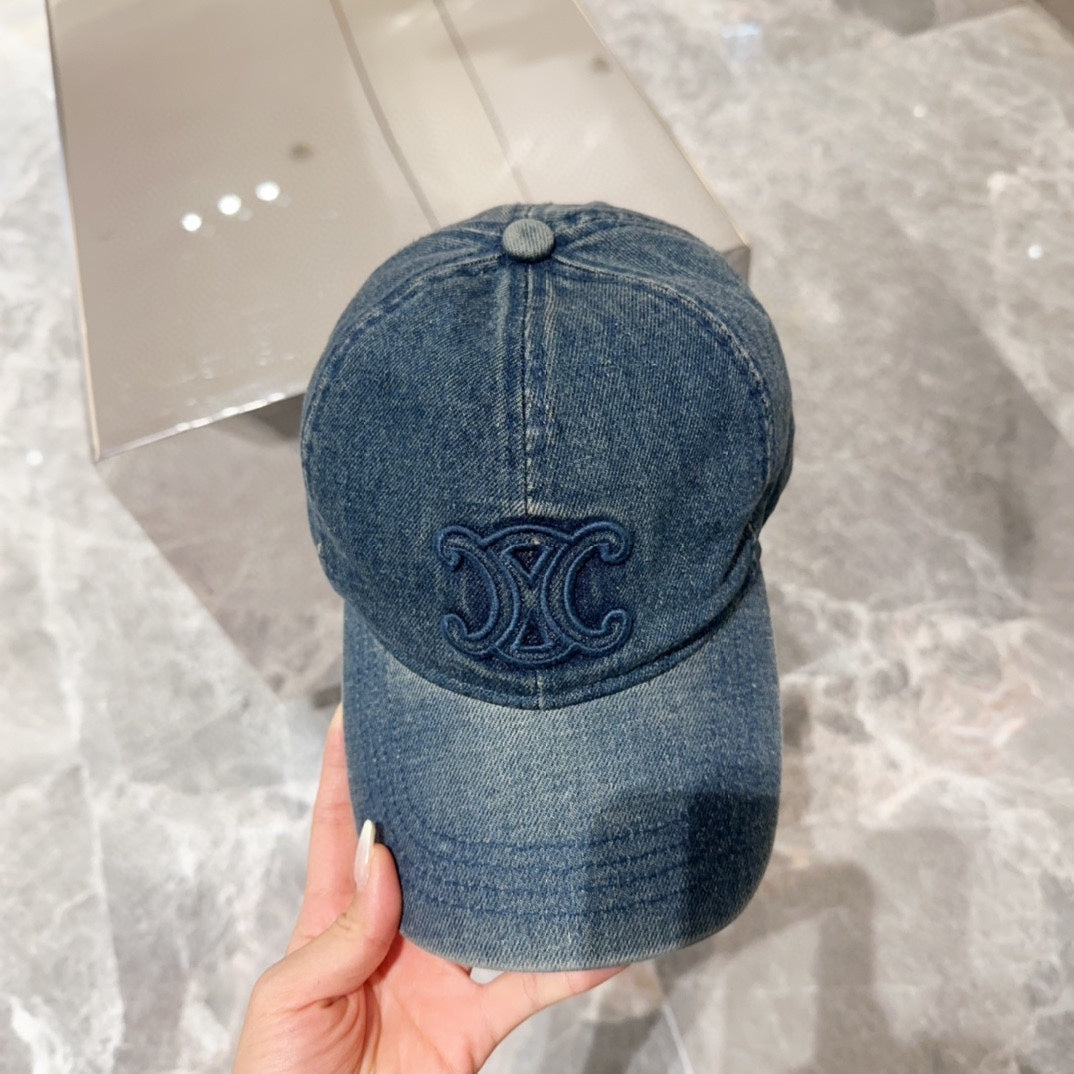 賽C家-新款水洗刺繡Logo棒球帽 丹寧色