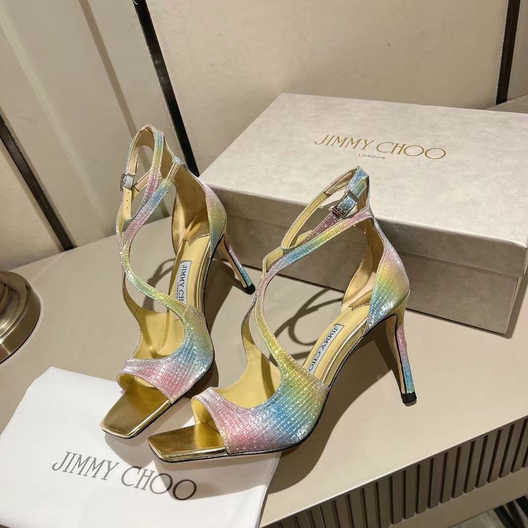 JC傑米-巴黎櫥窗定制款 Blingbling魚口高跟涼鞋 10CM 彩色