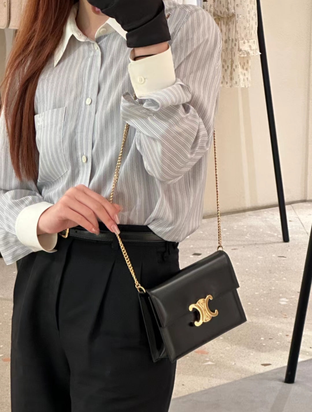 賽C家-2023秋冬 SOIR TRIOMPHE WOC牛皮鏈條包 黑色