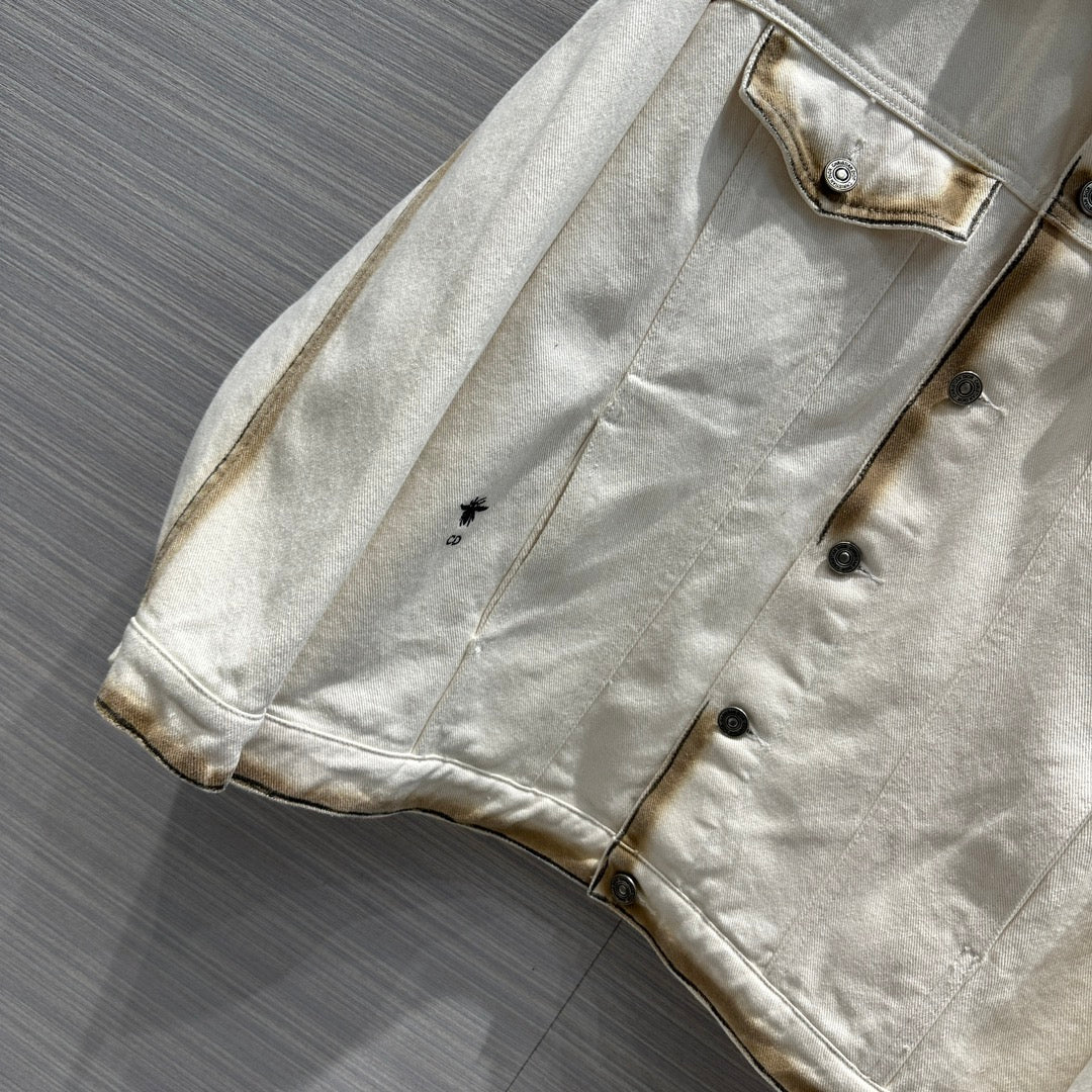 迪D家-2403 24春夏新品燃燒效果紮染漸變洗水工藝牛仔外套