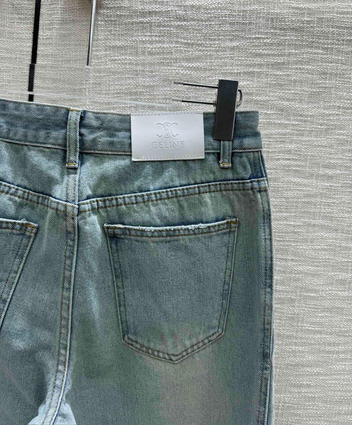 賽C家-2404 撞色logo高腰直筒牛仔褲