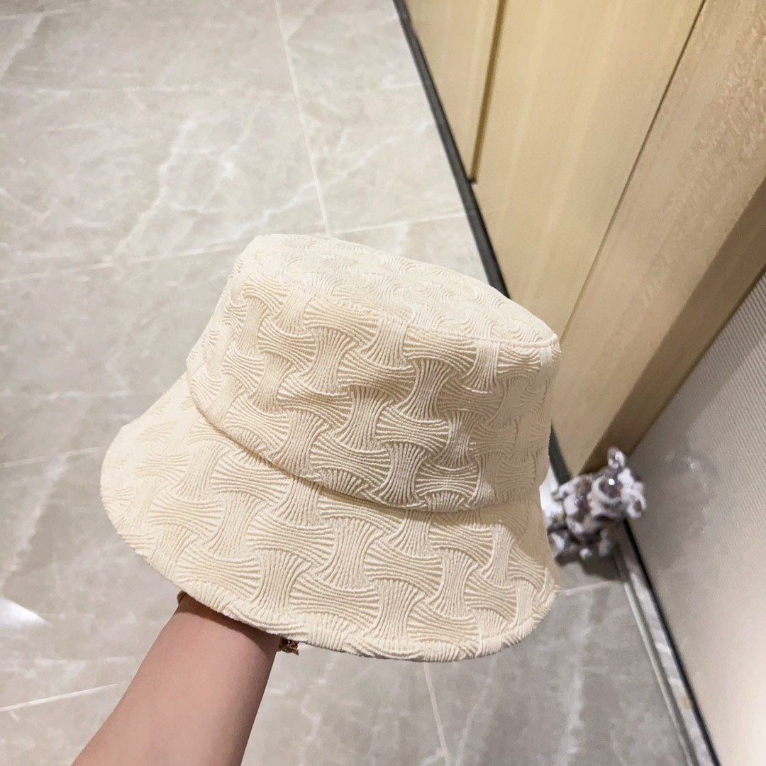 迪D家-2023春夏新款 紋路漁夫帽 白色