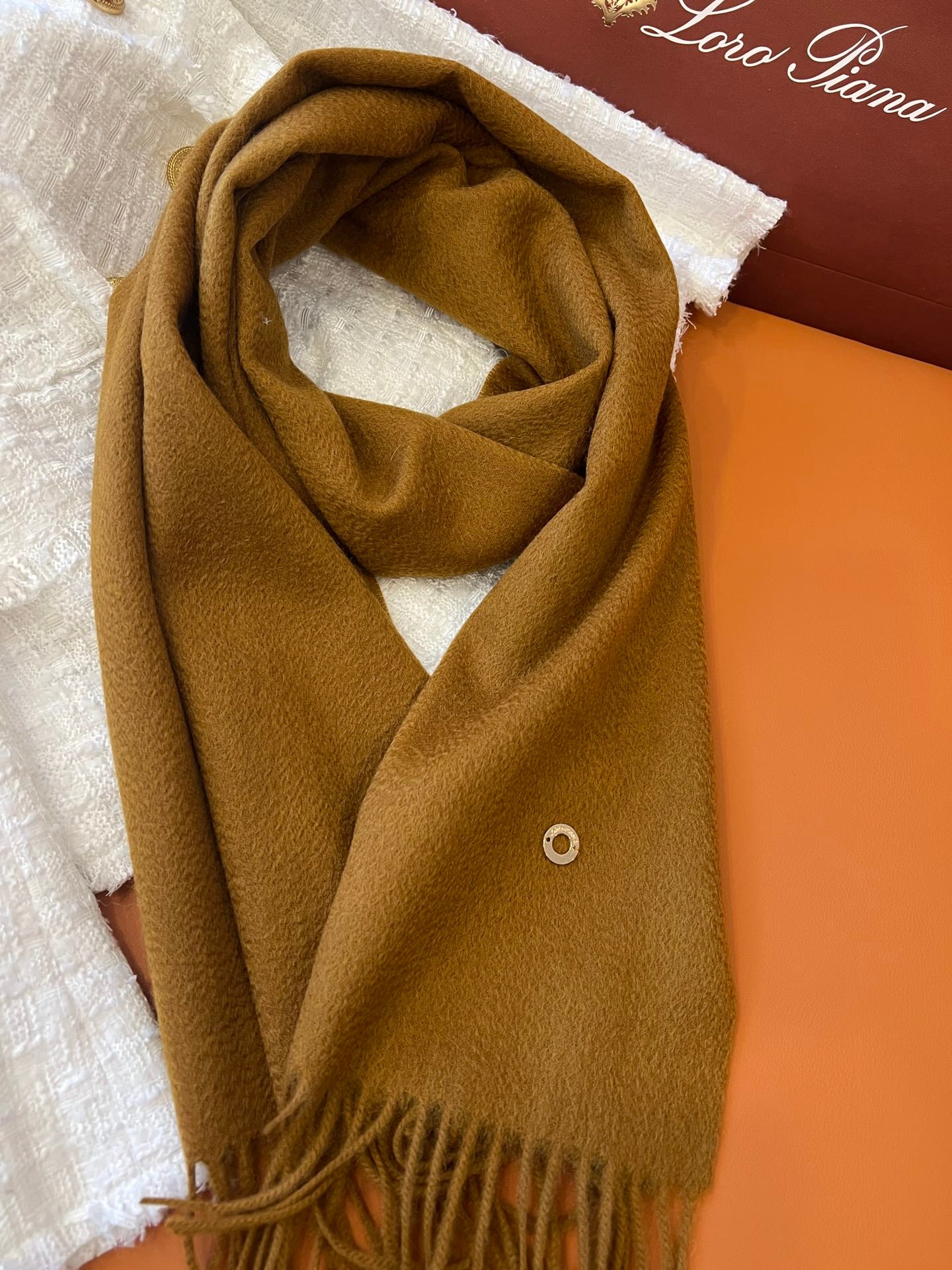 L-Piana-2024羊絨圍巾 180*30 琥珀金