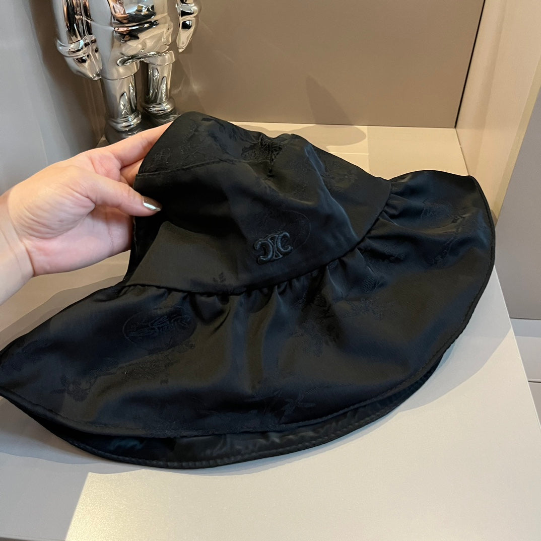 賽C家-新款荷葉邊遮陽帽 黑色