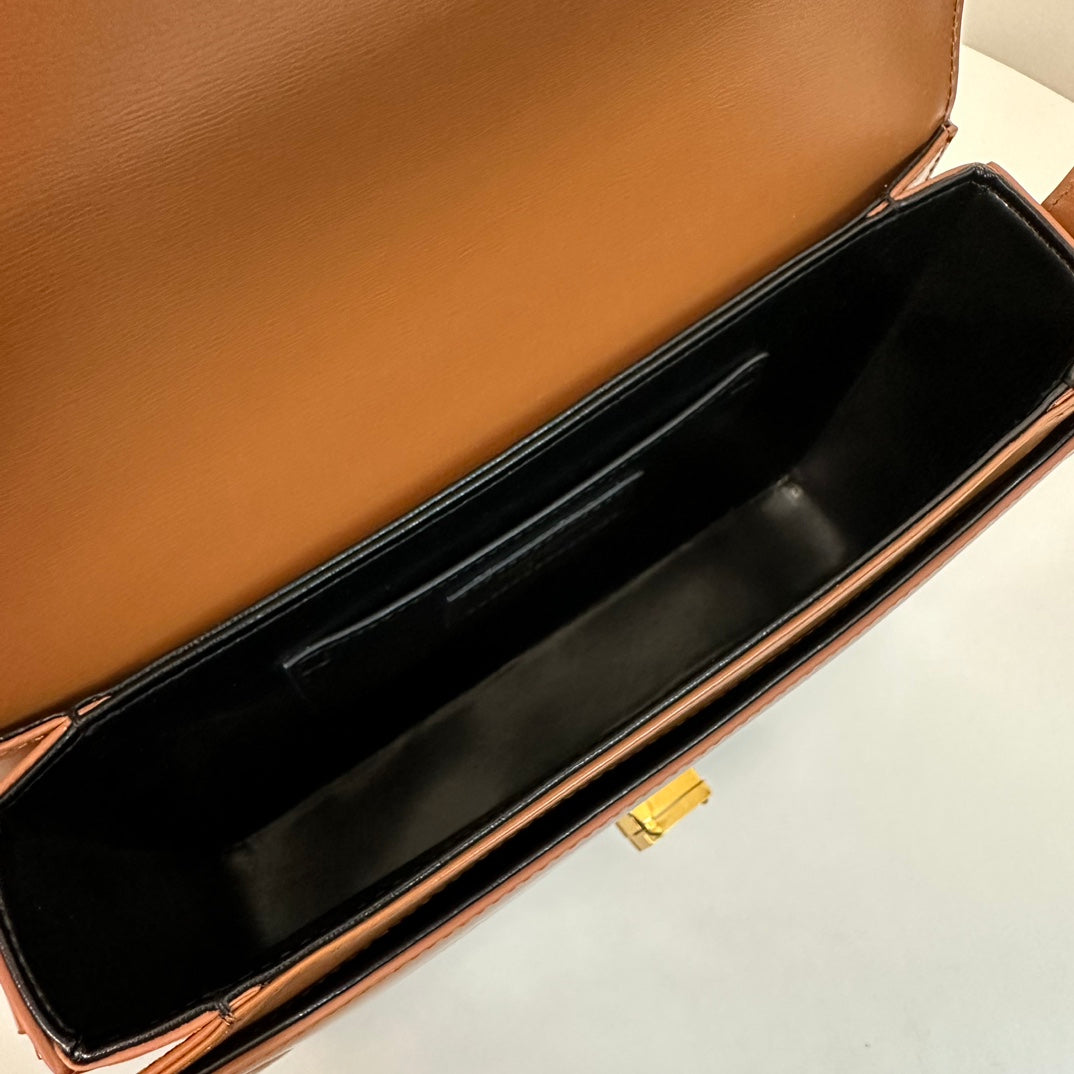 熱銷款 聖Y羅-BOX SAINT LAURENT 豆腐包 大號 焦糖色