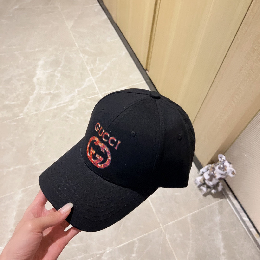 古G家-2023新款簡約紅色雙G棒球帽 黑色