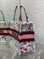 迪D家-Book Tote 2023春夏系列 浪漫花刺繡粉色 中號