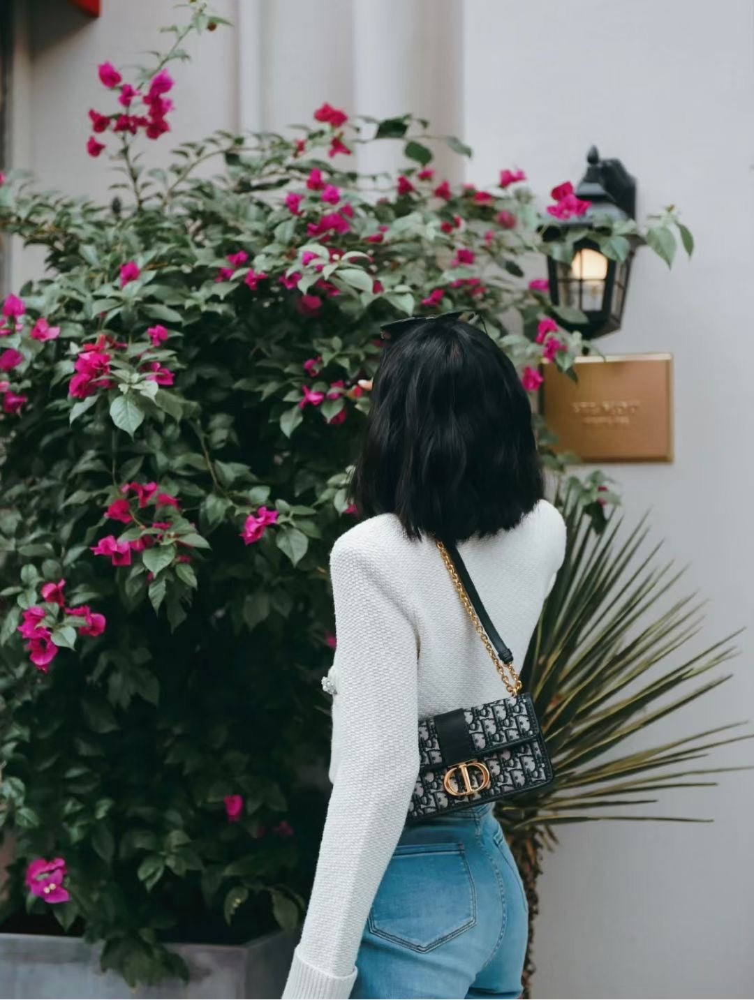 迪D家-30Montaigne 手袋 老花藍色 21CM