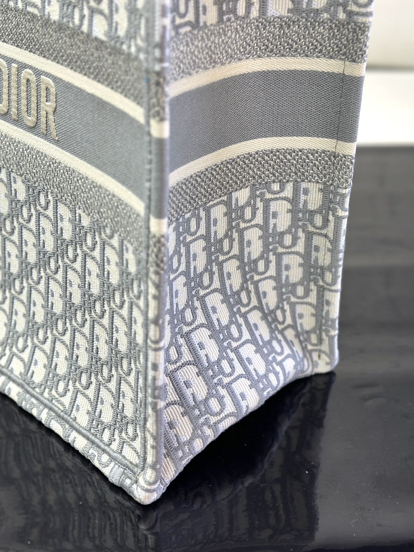 迪D家-大號book托特包 灰帆布印花刺繡