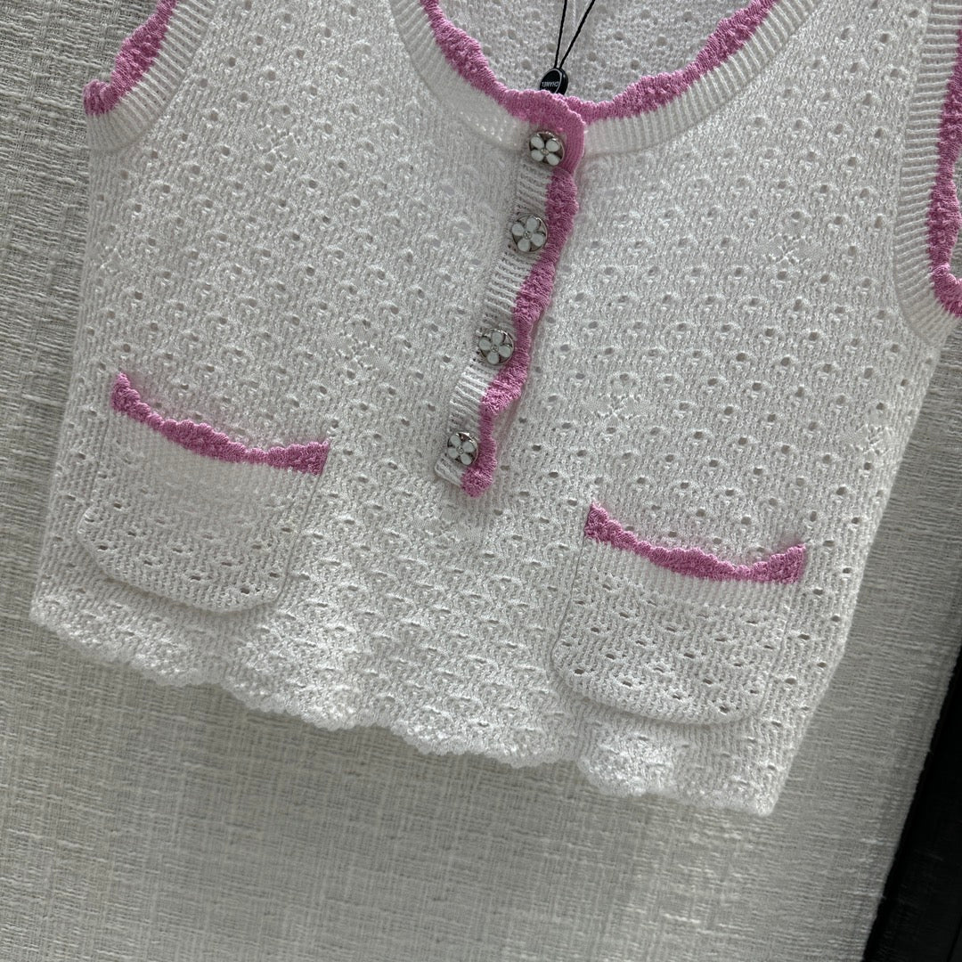 小香風-2403 24新品粉邊針織小背心