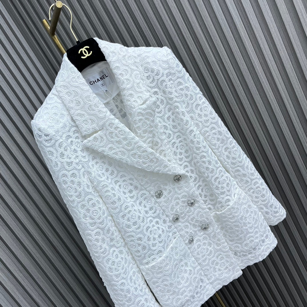 小香家-2403 24新品上架重工珠片繡花外套 白色
