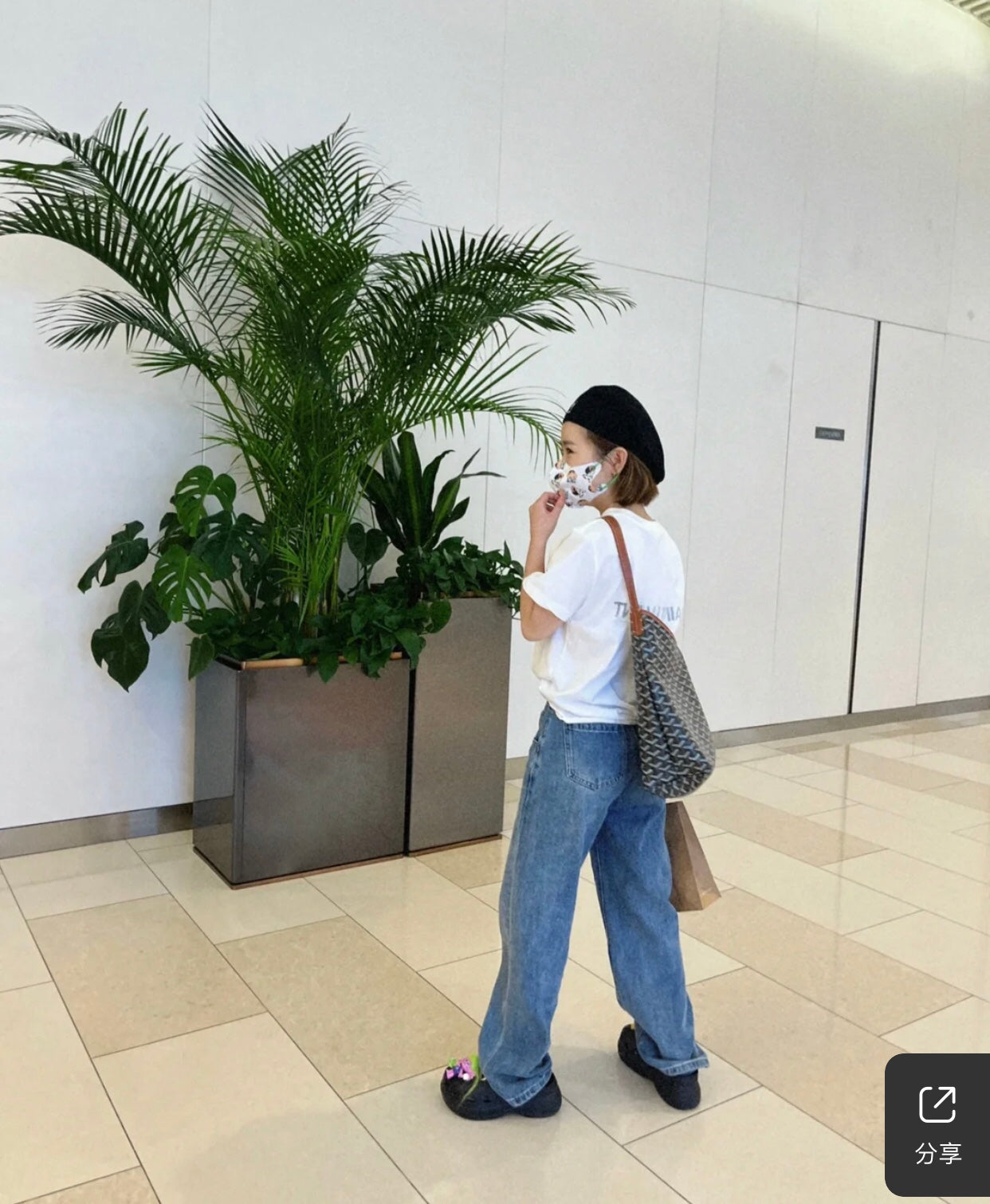 戈G家-單肩老花托特包 棕色