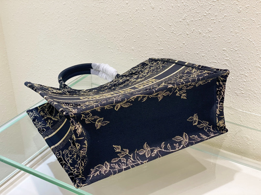迪D家 Book Tote 刺繡天鵝絨和金屬光澤線 大號41.5cm