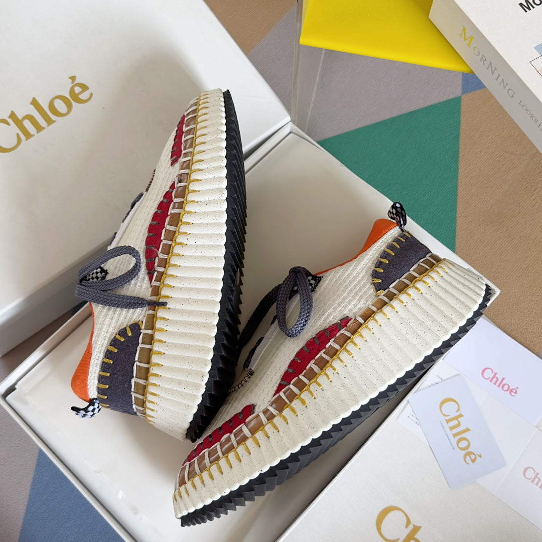 克羅C-Nama sneaker彩虹系列 網面拼色休閒運動鞋 白橘色