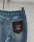 賽C家-2403 撞色logo高腰微喇褲