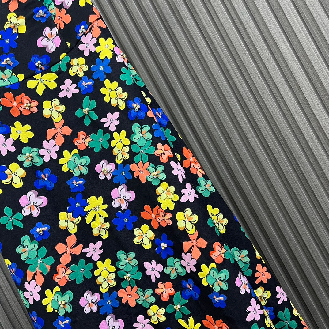 小香家-2403 24新品上架花卉鑲鑽吊帶裙